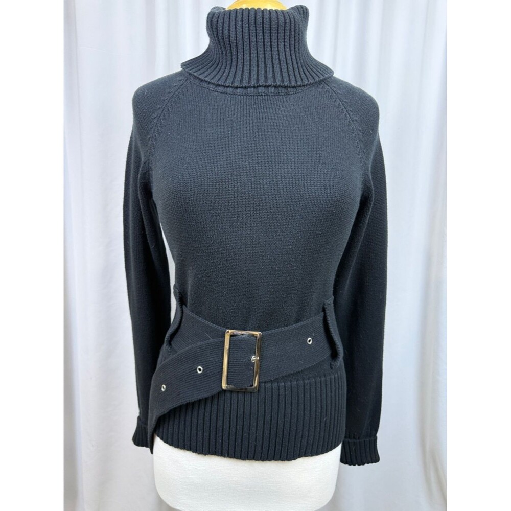 Sao Paulo Black Cowl Neck Belted Sweater - Size 6